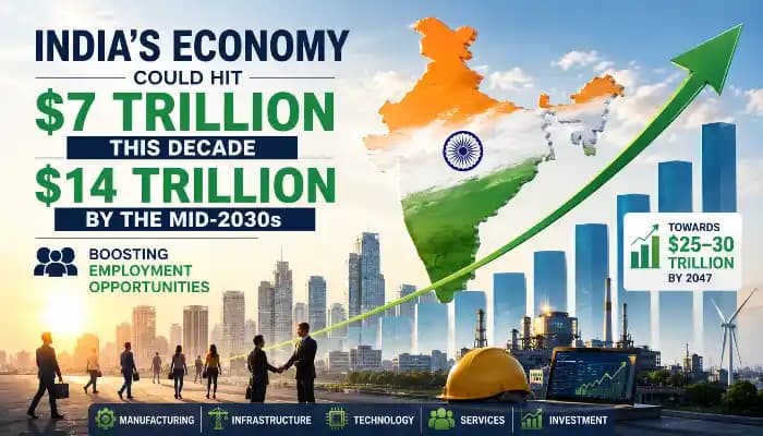 India’s Economy Could Hit $7 Trillion This Decade, Boosting Jobs